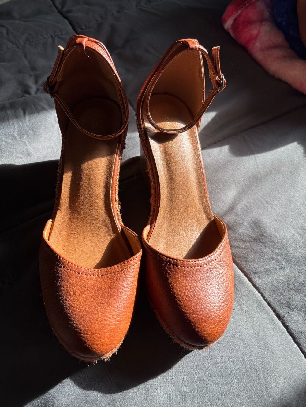 Maurices Cognac Brown Ankle-Strap Closed-Toe Heels